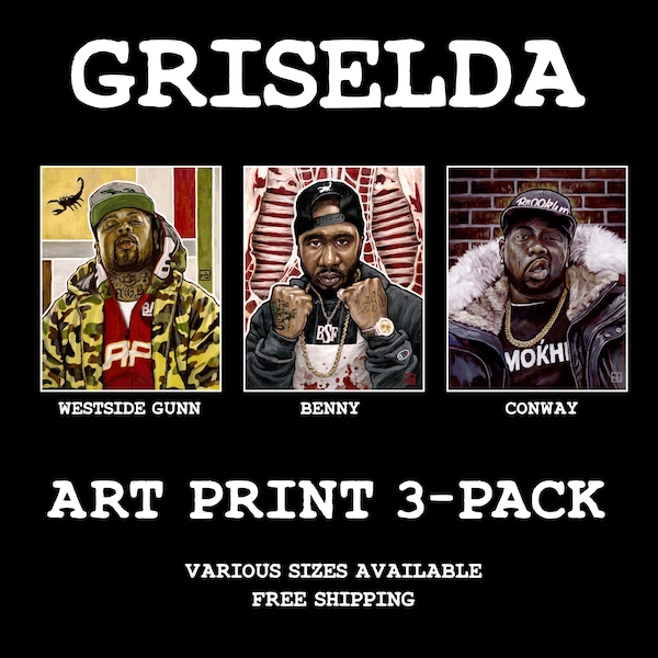 Impressions d'art Griselda : lot de 3 hip hop - Westside Gunn, Conway, Benny