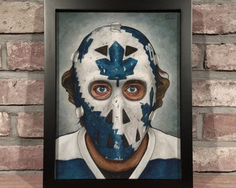 MIKE PALMATEER MASK // Oil Painting [Toronto Maple Leafs, Vintage, Original 6, Nhl] - Art Print