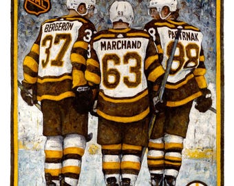 Boston Bruins Hockey Art Print: Patrice Bergeron, Marchand, Pastrnak