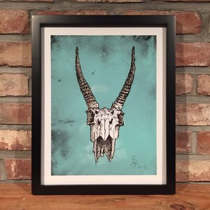 GAZELLE SKULL // Pen & Ink  - Art Print