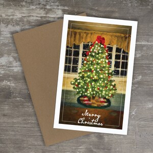 Wenskaart//MERRY CHRISTMAS//olieverfschilderij [boom, decoratie, cadeautjes]-Art Print