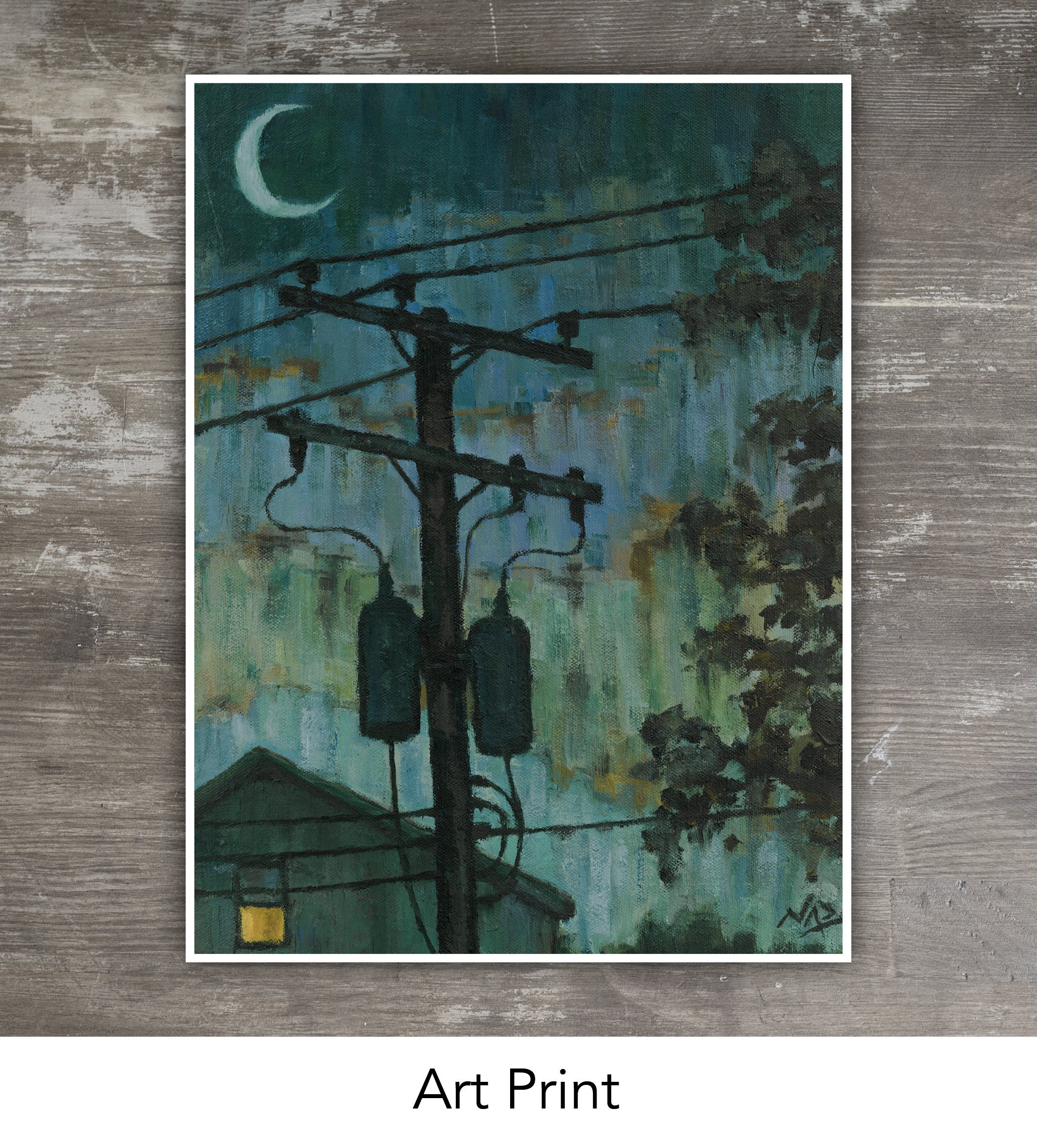 Art Print // UTILITY POLE Oil Painting Etsy