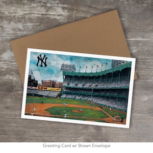 Biglietto d'auguri // YANKEE STADIUM degli anni '50 // Inchiostro e acquerello (New York Yankees) - Stampa artistica