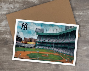 Greeting Card // 1950&#39;s YANKEE STADIUM // Ink and Watercolor (New York Yankees) - Art Print