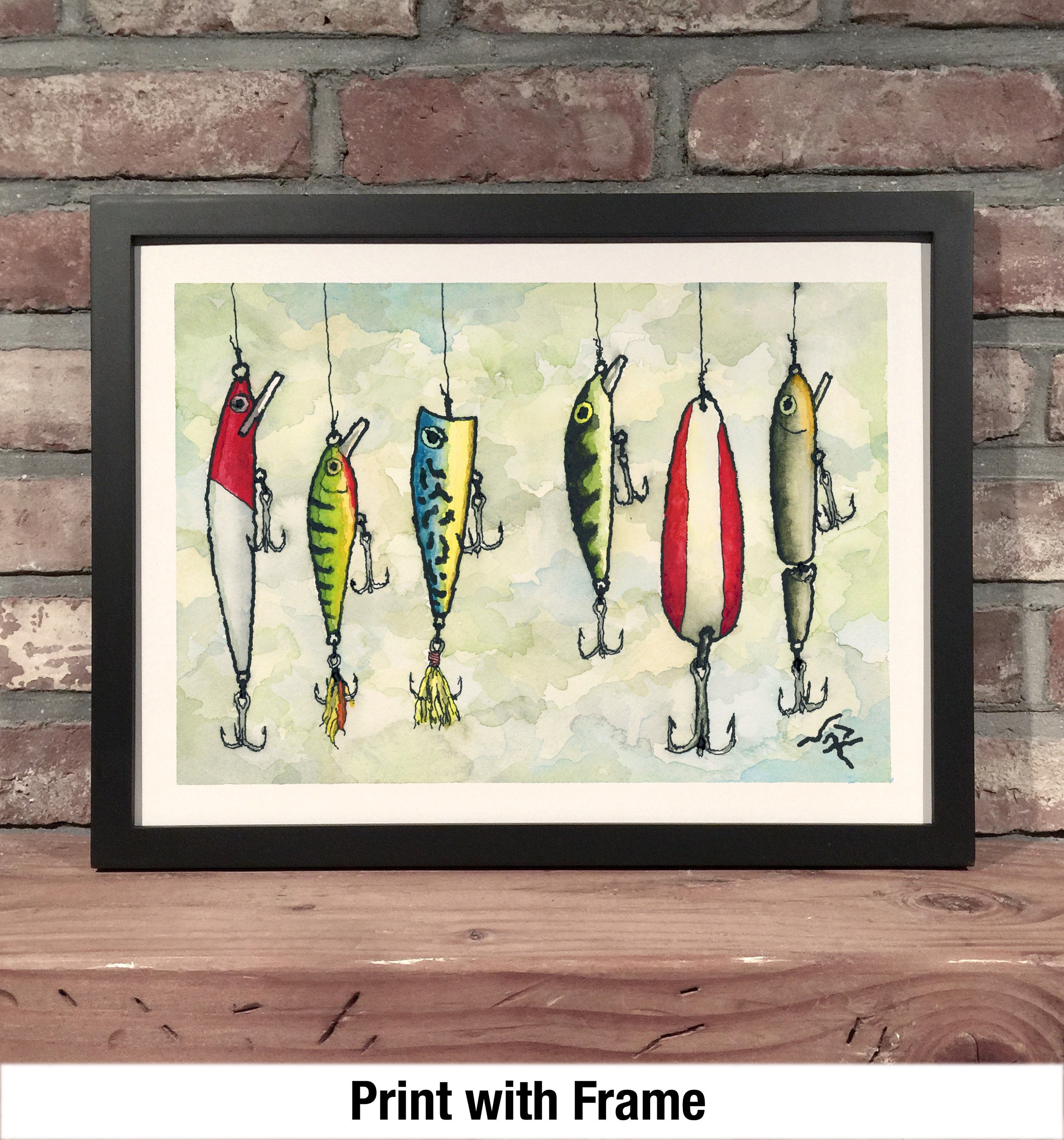 FISHING LURES // Ink & Watercolor Art Print 