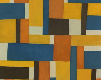 BLQ 04 // Abstract Geometric Gouache Painting – Modern Color Block Art Print