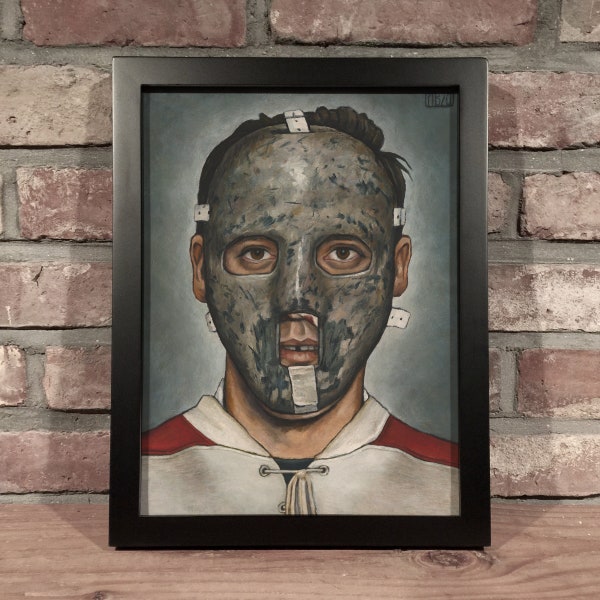 JACQUES PLANTE MASK // Oil Painting [Montreal Canadiens, Vintage, Original 6, Nhl] - Art Print