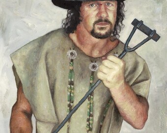 Terry Funk Art Print: Pro Wrestling Oil Painting