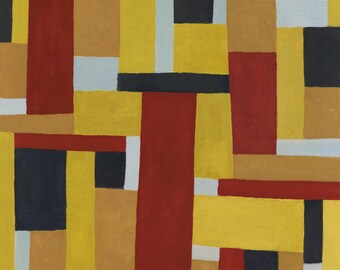 BLQ 02 // Abstract Geometric Gouache Painting – Modern Color Block Art Print