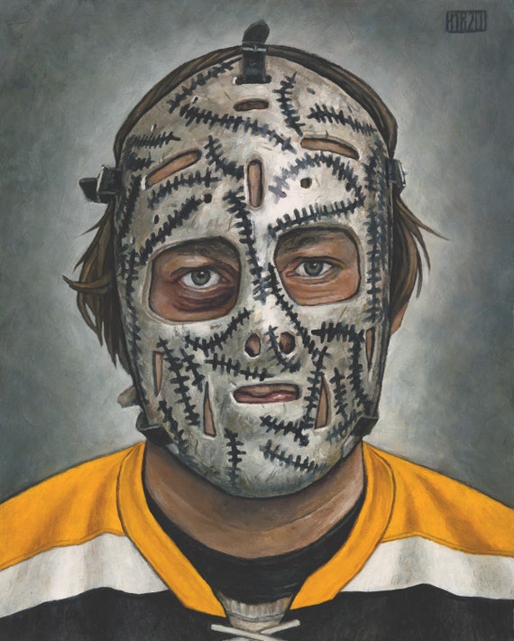 Gerry Cheevers Signed Boston Bruins Goalie Action 16x20 Photo w/The Mask
