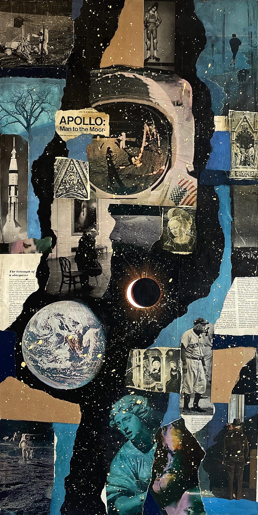 Apollo Mixed Media Art Print: Oil Acrylic Collage (modern Abstract) - Etsy
