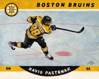 Impresión artística de David Pastrnak: Boston Bruins Original 6 (Pintura al óleo de la NHL)