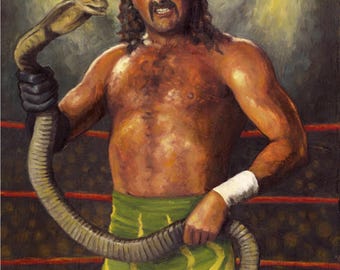 Jake 'The Snake' Roberts Art Print: Wrestling Legend Artwork