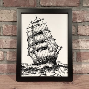 CLIPPER SHIP // Pen and Ink - Art Print