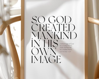Genesis 1:27 Printable, Bible Verse Wall Art (Digital Download)