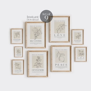 Frucht des Geistes Print-Set, Christliche Wandkunst (Digitaler Download)