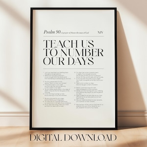 Psalm 90 Bible Verse Print, Christian Wall Art (Digital Download)