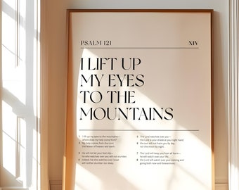 Psalm 121 Bible Verse Printable, Minimalist Christian Wall Art (Digital Download)