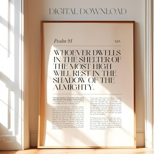 Psalm 91 NIV Bibelvers utskrivbar, kristen väggkonst (digital nedladdning)