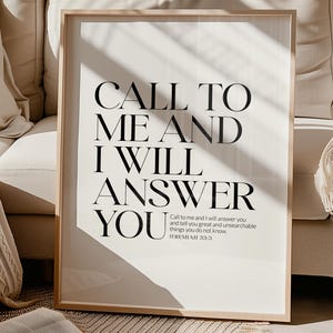 Call to me and I will answer you Jeremiah 33:3 Printable, Bible verse wall art, Christian wall art, Prayer room wall art, Baptism print
