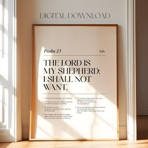 Psalm 23 The Lord Is My Shepherd Printable | Christian Wall Art | Bible Verse Wall Decor | Scripture Printable | Christian Home Decor
