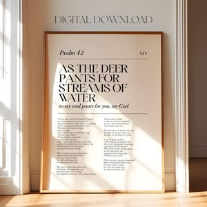 Psalm 42 Wie die Hirsche Hosen für Bäche von Wasser Printable, Bibelkapitel Poster, Bibel Vers Wandkunst, Taufgeschenk, Geschenke für Christen