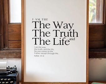 John 14:6 Bible Verse Print, Christian Wall Art (Digital Download)