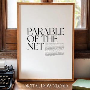 Parable of the Net Wall Art Printable, Minimalist Bible Verse Print, Modern Christian Wall Decor, Scripture Poster, Gift for Cell Group