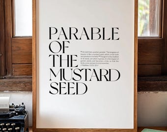 Mustard Seed Parable Print, Matthew 13:31-32, Christian Wall Art (Digital Download)