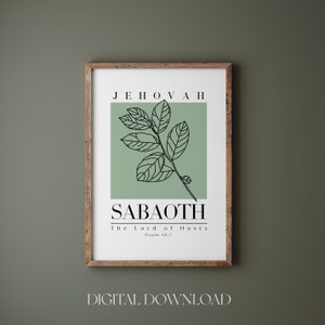 Jehovah Sabaoth The Lord of Hosts downloadable, Psalm 46:7 digital print, Hebrew names of God printable art, Christian wall art