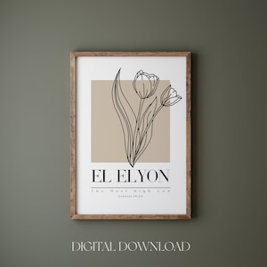 El Elyon Floral Art Print: Hebrew Names of God (Digital Download)