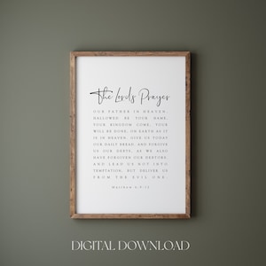 The Lord&#39;s prayer printable, Matthew 6:9-13, Modern Christian home wall art, Minimalist bible verse wall art print, Gifts for Christians