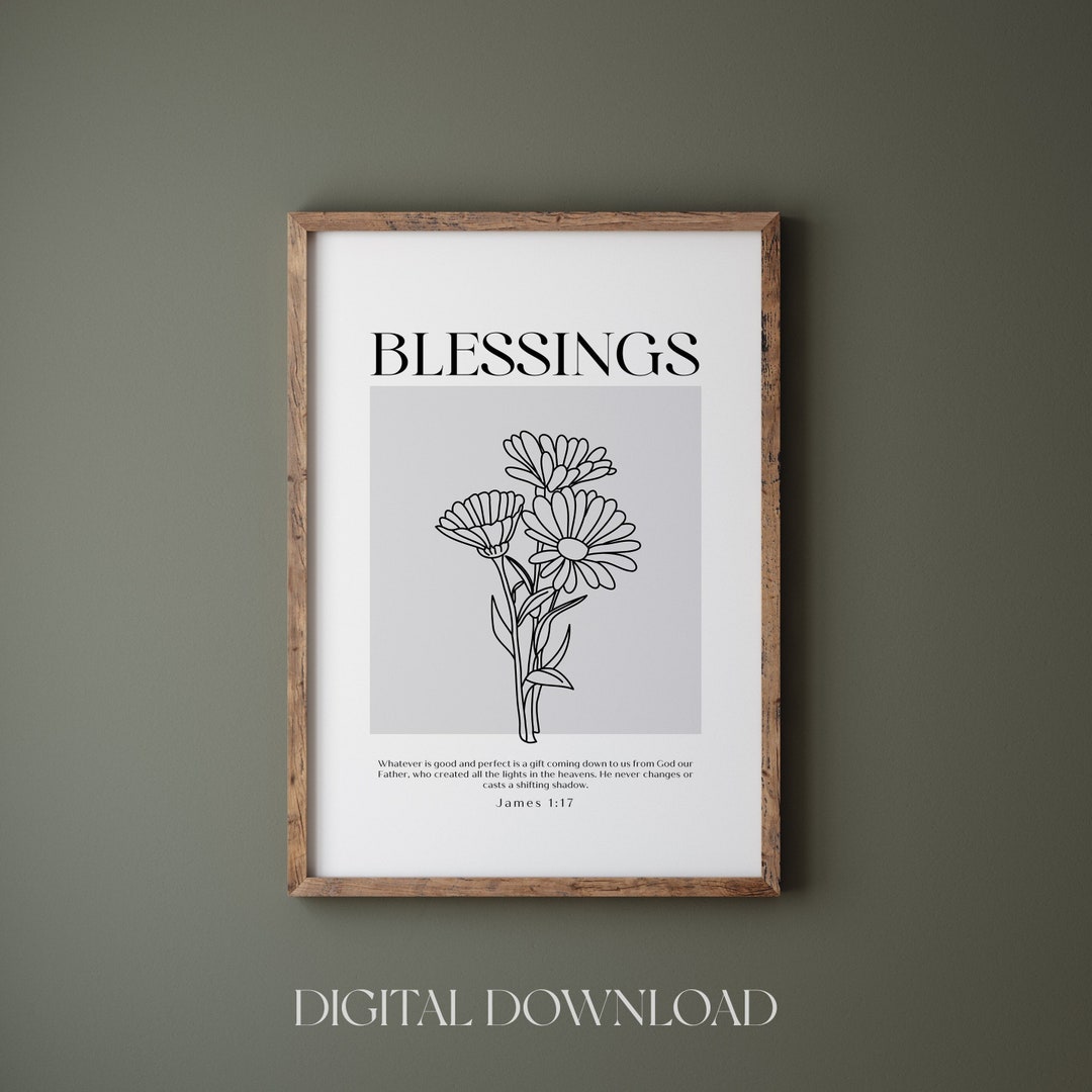 Blessings Bible Verse Wall Art Printable, James 1:17 Downloadable ...