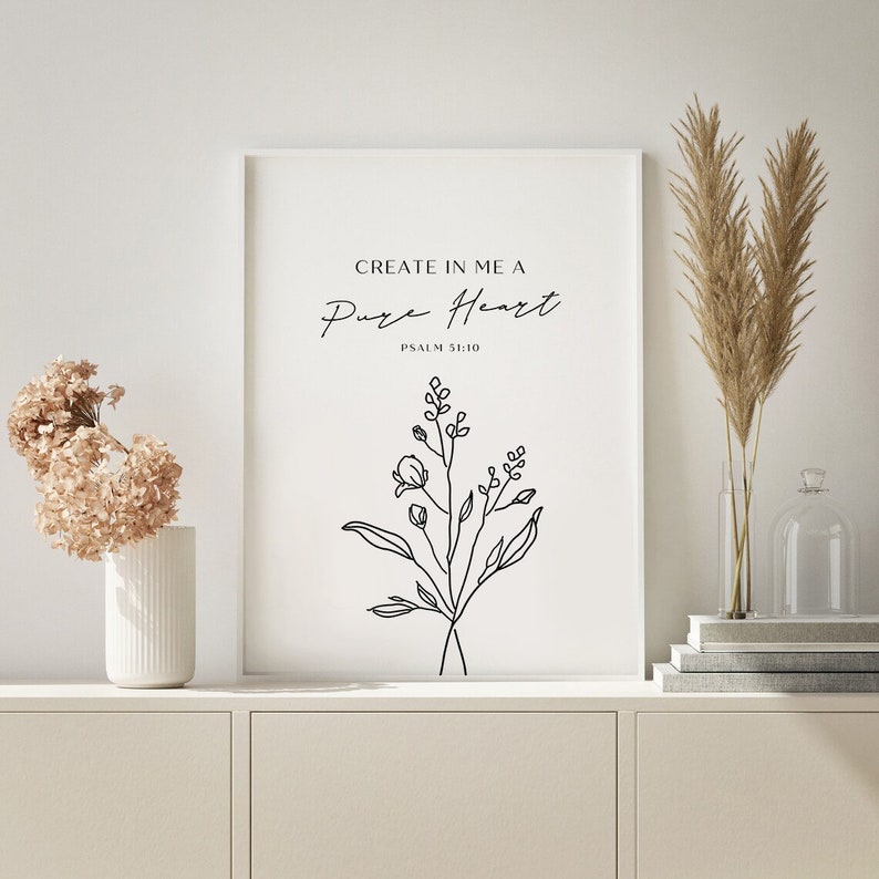 Create in Me a Pure Heart Printable Psalm 51:10 Minimalist | Etsy