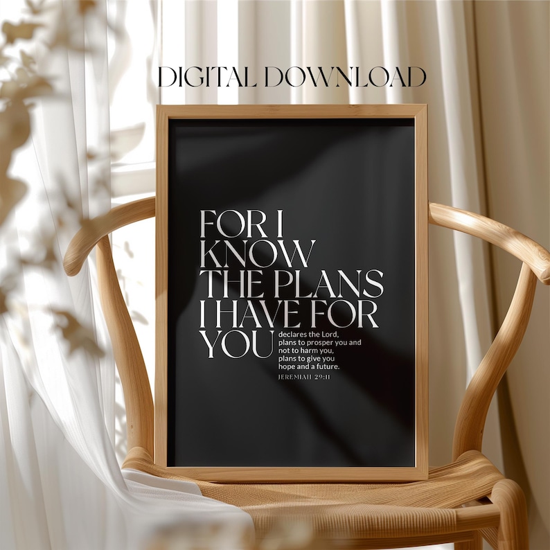 Jeremiah 29:11 Bible Verse Printable, for I Know the Plans Wall Art ...