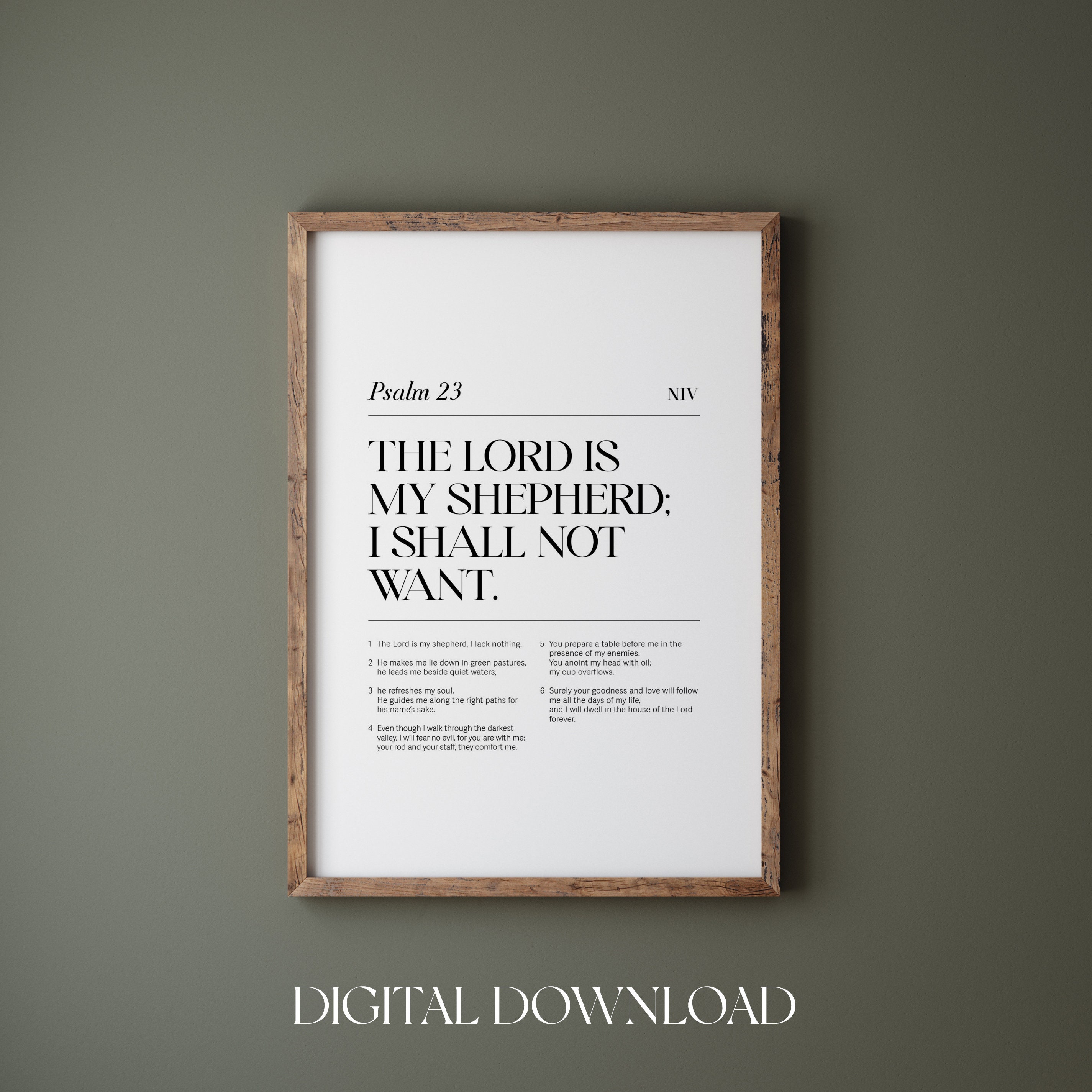 Psalm 23 the Lord is My Shepherd Printable | Christian Wall Art | Bible ...