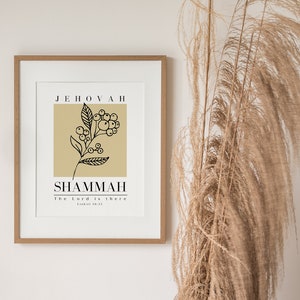 Jehovah Shammah Wall Art Printable, Ezekiel 48:35, Minimalist Bible Verse Wall Art Print, Modern ...