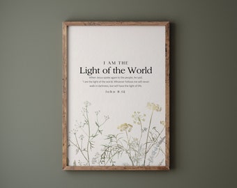Ich bin das Licht der Welt - Wildblumen Christliche Wand Kunst (Digitaler Download)