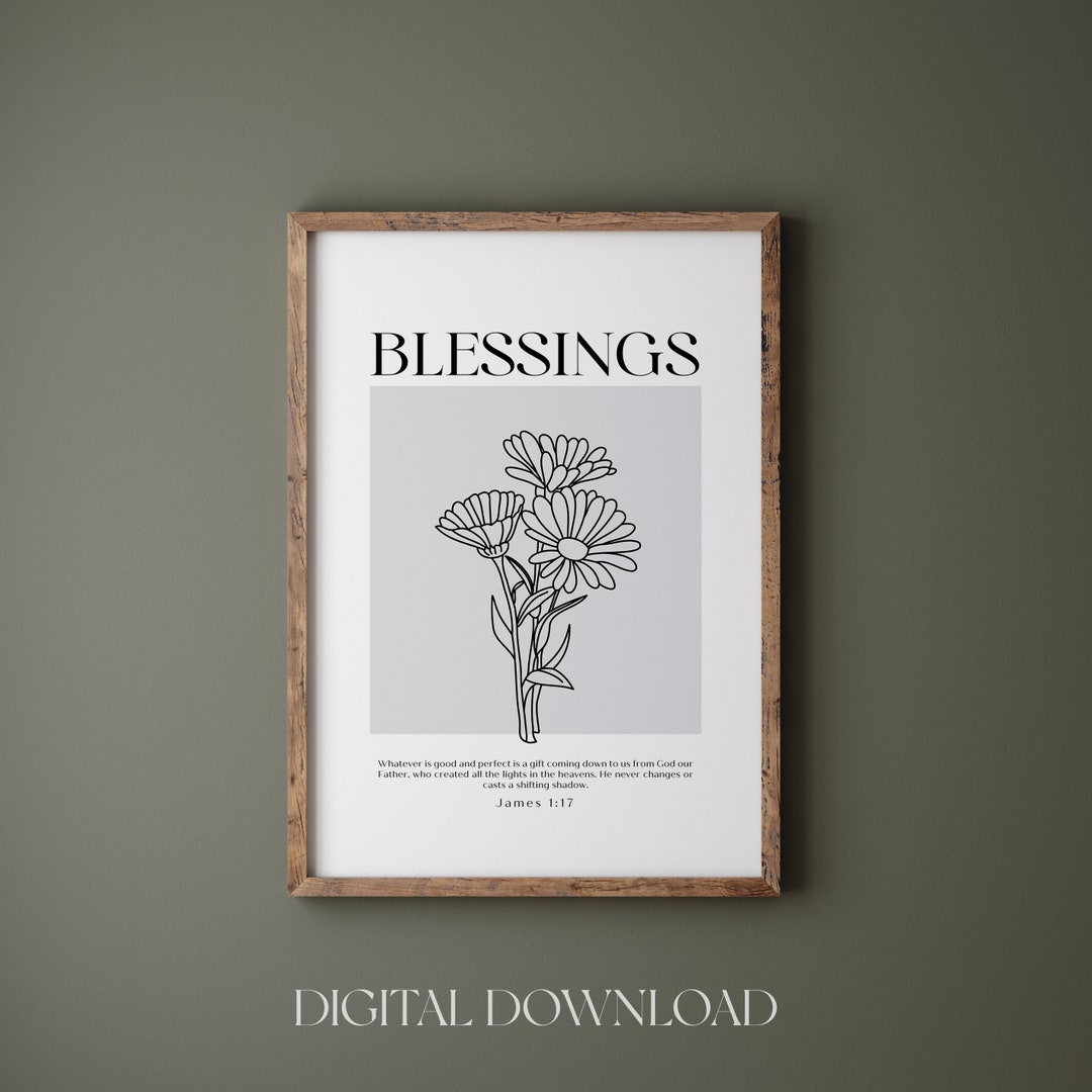 Blessings Bible Verse Wall Art Printable James 1:17 - Etsy
