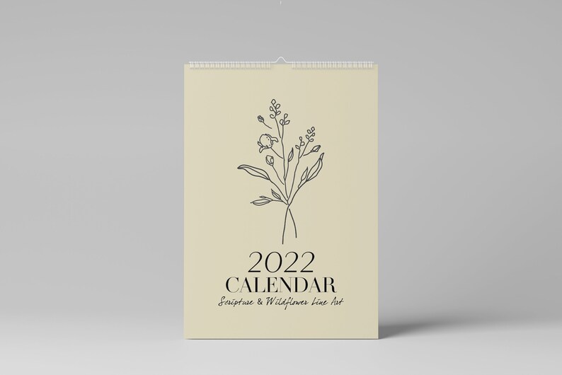 2022 Calendar Printable Scripture Bible Verse Wall Calendar Etsy