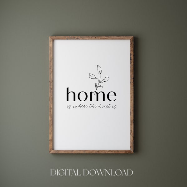 Home is Where the Heart is Prints, Home sweet Home prints, Living Room Wall Decor, Modern Home Wall Art Prints, Botanical Home Wall Art