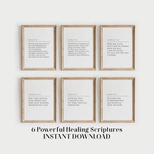 Bible verses about healing prints, Set of 6 digital prints, Prayer Room Wall Art Decor, Spiritual Warfare for healing, Prayer for healing