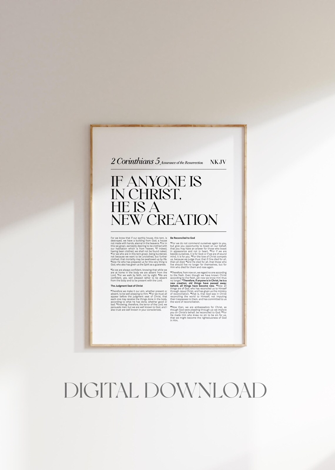 2 Corinthians 5:17 Bible Verse Print, New Creation Wall Art (digital ...