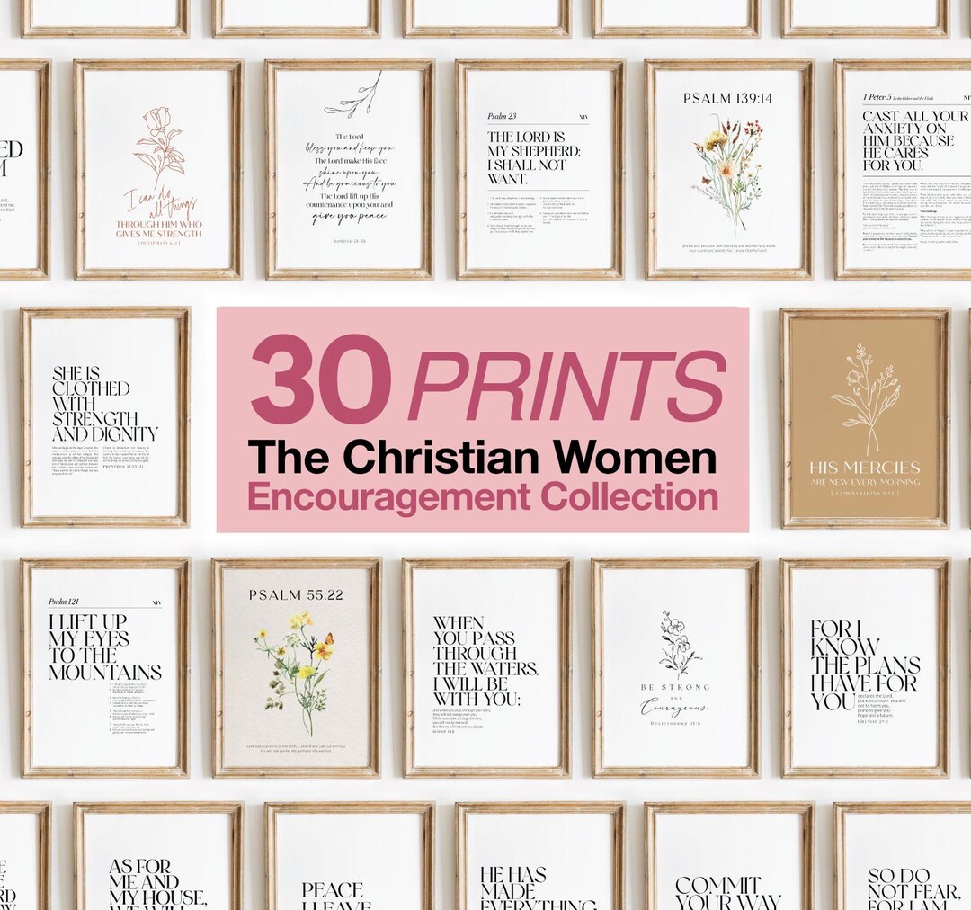 30 Christian Wall Art Printables for Women – Bible Verse Bundle for ...