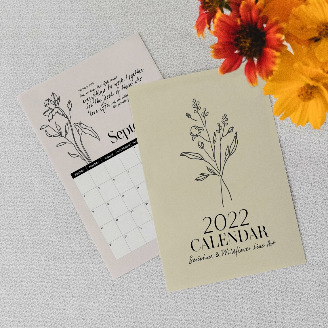 2022 Calendar Printable Scripture Bible Verse Wall Calendar Etsy