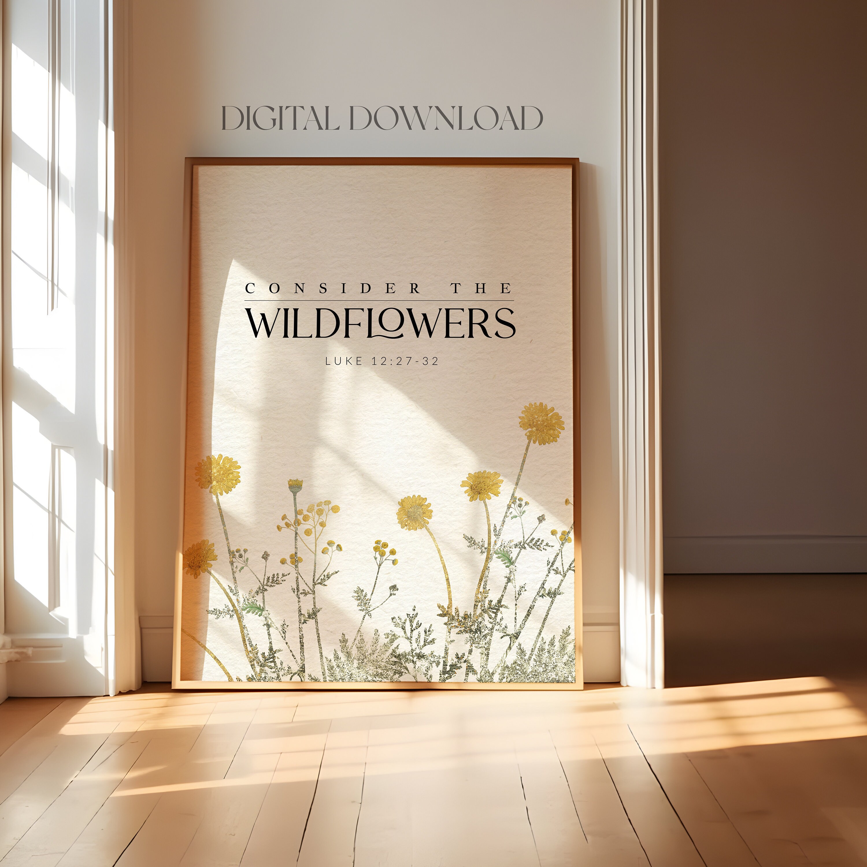 Wildflower Bible Verse Print: Luke 12 Christian Wall Art (digital ...