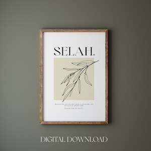 Selah bible verse printable, Selah HEBREW definition wall art, Christian wall art, bible verse wall print, Psalm 68:19, scripture wall print
