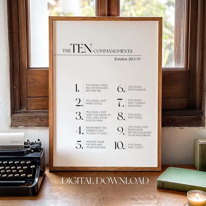 Ten Commandments Printable – Exodus 20 Scripture Wall Art | Christian ...