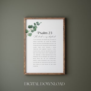 Psalm 23 The Lord Is My Shepherd printable, Minimalist bible verse wall art print, Modern Christian home wall art deco, Gifts for Christians