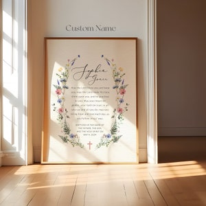 Lámina personalizada de flores silvestres para bautizo: Regalo con nombre personalizado (descarga digital)